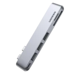 "Ugreen 6-in-2 USB-C Multifunction Adapter - CM380 Dual USB-C to Thunderbolt 3 + 4K HDMI + USB 3.0 (2 Ports) + SD & TF Card Reader"